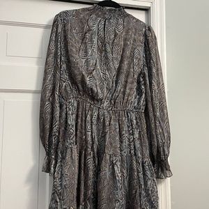 AQUA Mock Neck Ruffled Dress - Blue (Size L)